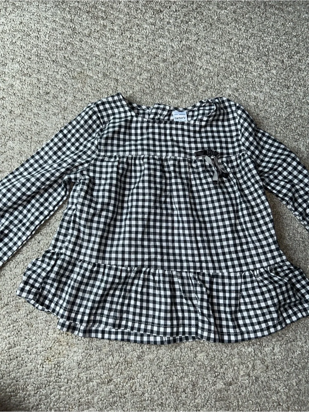 Carter's Black & White Gingham Ruffle Tunic